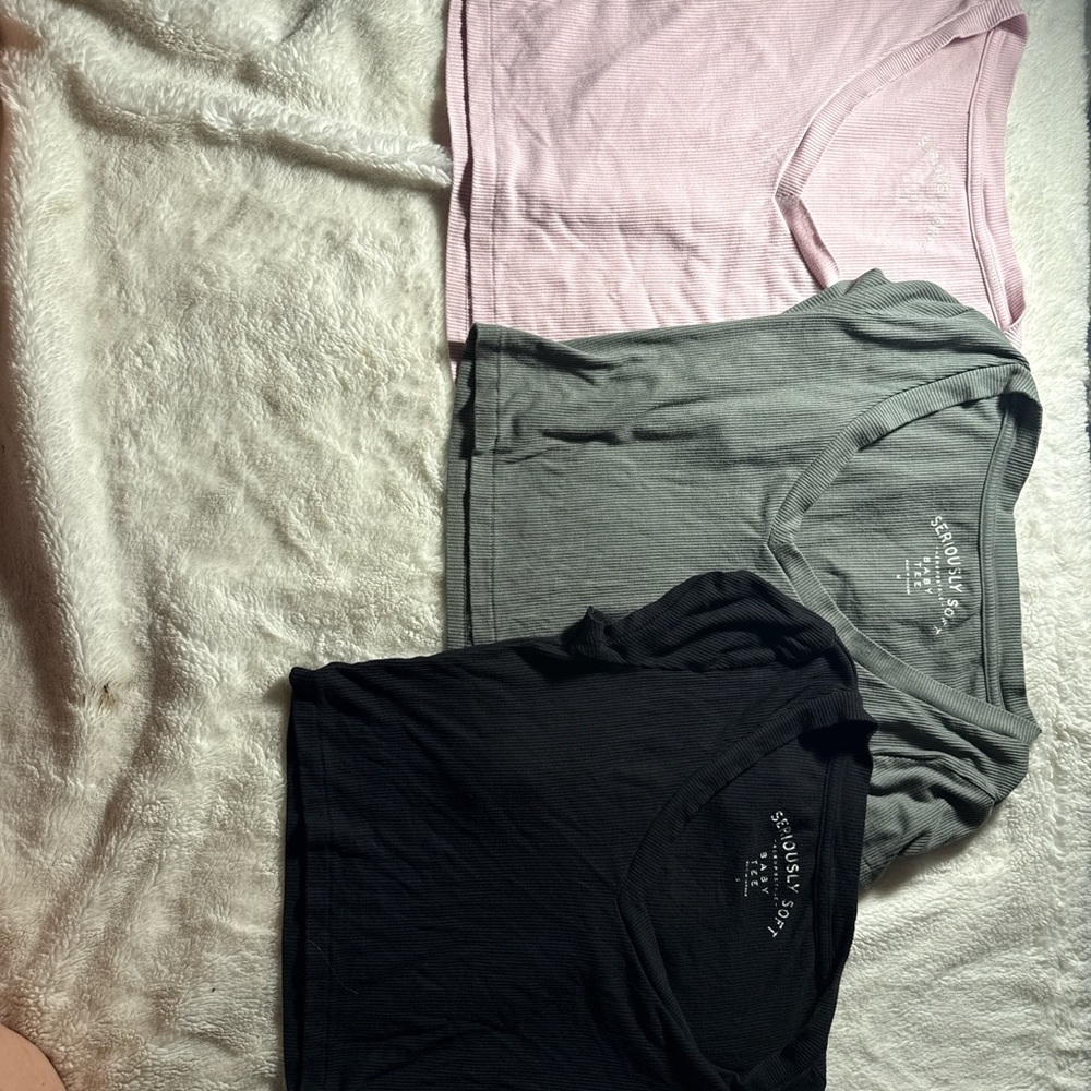 Set of Three Baby Tees in Pink, Gray, and Black